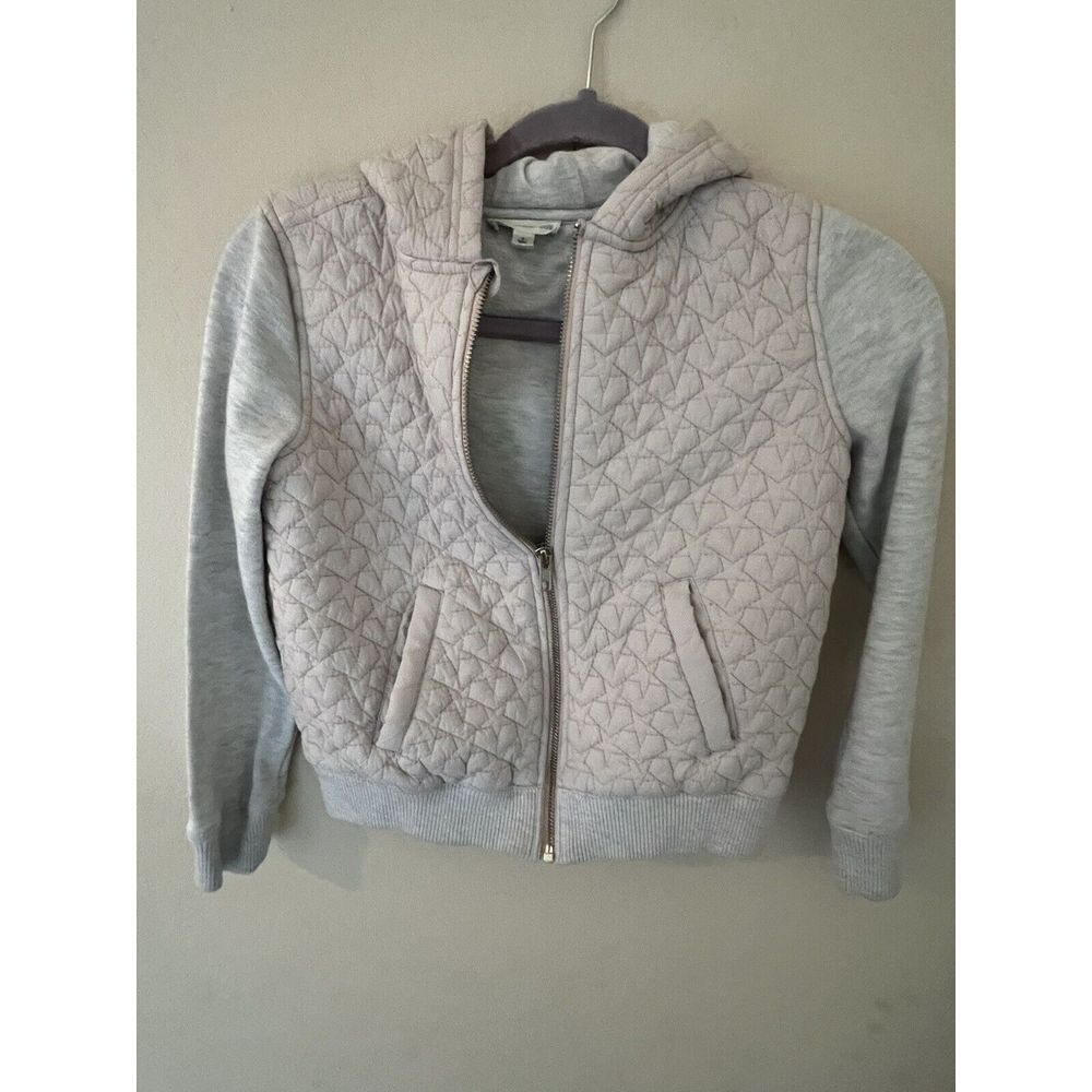 Tucker + Tate Girls Hooded Puffer Sweatshirt Jacket Size 8 Stars Blush Pink Gray